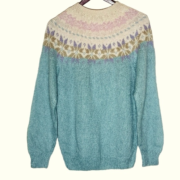 Studio Michelle Stuart Hand Knit Mohair Vintage Fair Isle Sweater Small - Picture 2 of 6